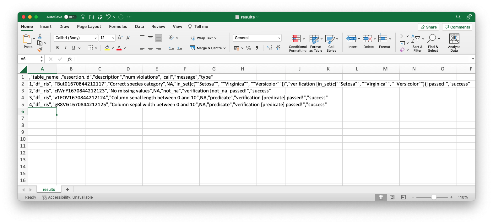 Image 5 - R data quality report in CSV format